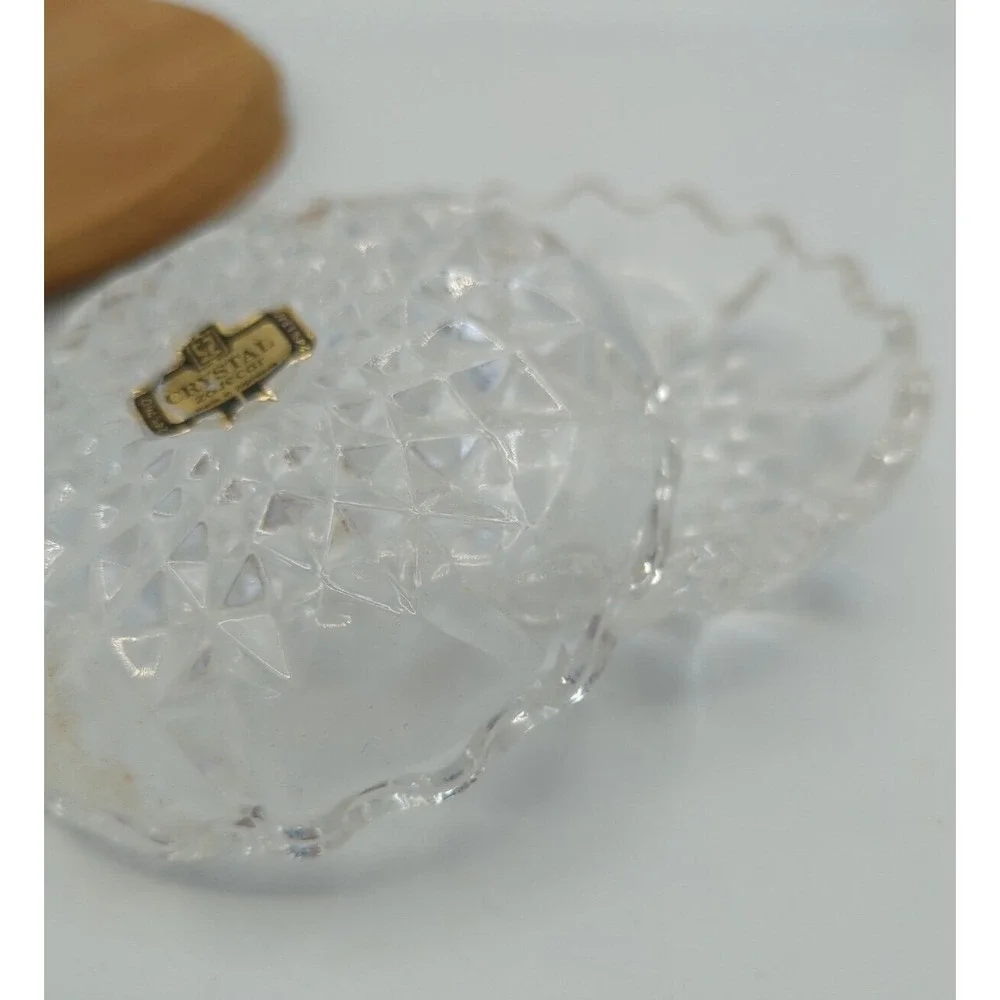 Zajecar 24% Lead Crystal Trinket Box Round Covered Dish 3.5